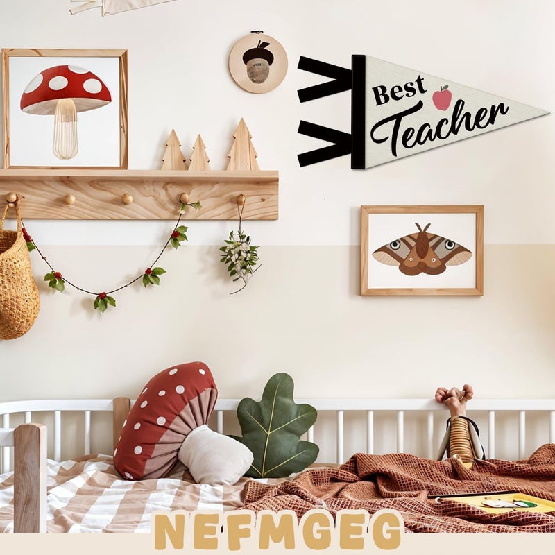 NEFMGEG Teacher Office Decor, Best Teacher Wall Felt Pennants Banners Flags, Teachers Appreciation Gifts Wall Hanging Decor for Office Workplace Classroom - Image 4